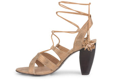 Klub Nico MAXINE Bronze Leather open Toe Cone Heeled Tie Up Dress Sandals Pumps