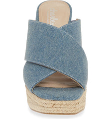 CHARLES BY Charles David Index Denim Platform Espadrille Sandals High Heel Mules