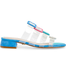 Cecelia New York Lincoln Slide Sandal Blue Slip On Clear Mule