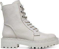Sam Edelman Lue Pebble Grey Chunky Heel Rounded Toe Lace Up Ankle Combat Boots