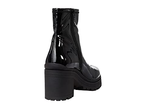 Steve Madden Cantor Black Patent Pull On Rounded Closed Toe Combat Boots