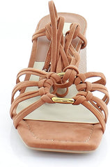 Dolce Vita Kash Cedar Nubuck Tie Up Open Squared Toe Block Heeled Sandals