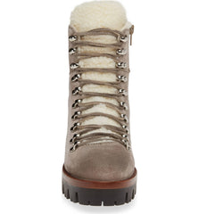 Jeffrey Campbell Culvert Taupe Suede Lace-up Hiker Fur Lined Cozy Combat Boots