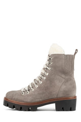 Jeffrey Campbell Culvert Taupe Suede Lace-up Hiker Fur Lined Cozy Combat Boots