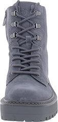 Sam Edelman Lue Grey Suede Chunky Heel Rounded Toe Lace Up Ankle Combat Boots