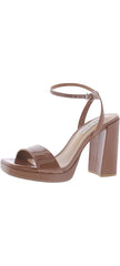 Steve Madden Camaron Dark Cognac Ankle Strap Squared Open Toe Platform Sandals