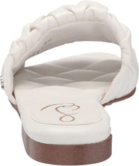 Sam Edelman Briar Bright White Cushioned Footbed Open Toe Slip On Flats Sandals