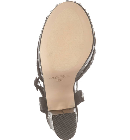 Lauren Lorraine Carrie Black Block Heel Ankle Strap Formal Platform Sandal Black
