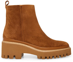 Steve Madden Stetson Brown Suede Zipper Closure Rounded Toe Lug Sole Ankle Boots