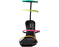 Nine West Aves3 Multicolor Square Open Toe Ankle Strap Cylindrical Heeled Sandal
