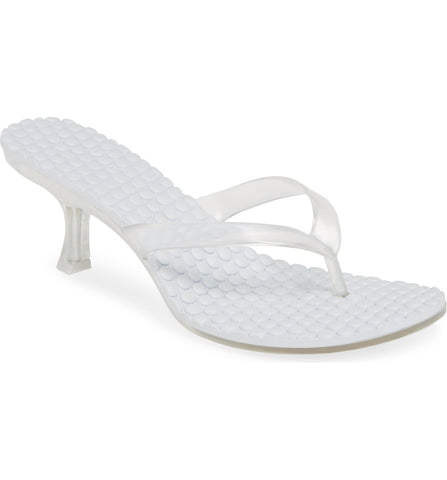 Jeffrey Campbell Thong-2 Mid Heel Slide Sandals (7, Silver)