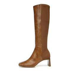 Circus by Sam Edelman Tati Mocha Snake Print Square Toe Zipper Heel Tall Boots