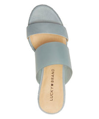Lucky Brand Brindia Lead Strappy Slip On Platform Suede Wedge Fashion Sandals