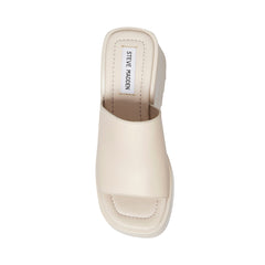 Steve Madden Pepe30 Natural Leat  Leather Square Toe Lug Sole Platform Mule Sandal