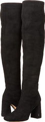 Sam Edelman Cosette Black Suede Square Toe Block Heel Over the Knee Fashion Boot