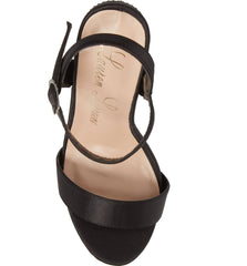 Lauren Lorraine Carly Black Platform Wrapped Heel Sandals