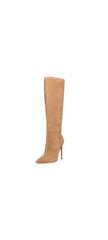 Steve Madden Izetta Taupe Suede Pull On Pointed Toe Knee High Dress Boot