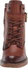 Zodiac Gemma Cognac Lace Up Block Heel Rounded Toe Buckle Combat Ankle Boots