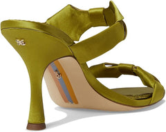 Sam Edelman Jasmine Greentini  Open Toe Bow Detail Slip On Stiletto Heel Sandals