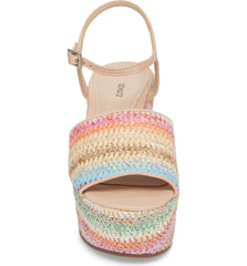 Schutz Ziquiele Multi Color Open Toe Chunky Heel Retro Platform Sandals