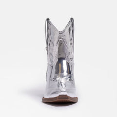 Circus by Sam Edelman Josephina Soft Silver Pointed Toe Heeled Western Booties