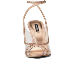 Nine West Parise 3 Nude/Clear Buckle Closure Pointed Toe Stiletto Heeled Sandals
