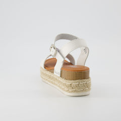 CUSHIONAIRE Melissa White Fashion Ankle Strap Espadrille Platform Wedge Sandals 6