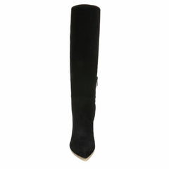 Sam Edelman Uma Black Pointed Toe Side Zipper Rubber Sole Knee High Heel Boots