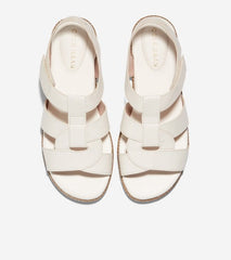 Cole Haan Cloudfeel Fisherman Egret Jericho Leather Open Toe Flats Sandals