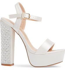 Lauren Lorraine Carly Platform Sandal Satin Prom High Bridal Open Wedding Pump