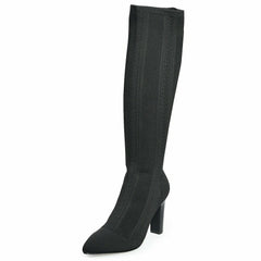 Charles David Dave Black Herringbone Stretchy Knee Padded Footbed High Boots