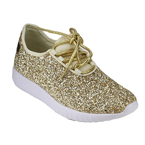 Forever Link Women's Remy-18 Glitter Sneakers Fashion Sneakers for Women Gold