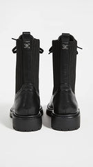 Sam Edelman Lydell Black Block Heel Closed Toe Lace Up Combat Ankle Boots