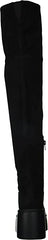 Nine West Hojo2 Black Stretch Suede Wedge Platform Over Knee Fashion Fitted Boot