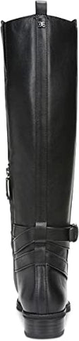 Sam Edelman Pansy Black Leather Classic Buckled Round Toe Knee High Riding Boots
