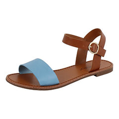 Breckelles Womens Ankle Strap One Band Comfort Flat Buckle Flats-Sandals