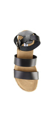 Steve Madden Kelton Black Leather Ankle Strap Open Rounded Toe Heeled Sandals