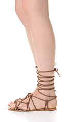 Schutz Bark Brown Flat Wrap Around Braided Leather Gladiator Resort Sandals
