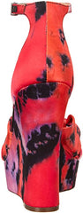 Jessica Simpson Tyssie Pink Purple Ankle Strap Print Wedge Heel Platform Sandals