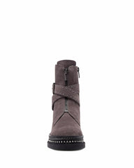 Vince Camuto Blinda Peltro Grey Moto Chic Chain Rim PLatform Lug Sole Booties