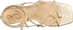 Sam Edelman Daffy Gold Leaf/Soft Silver Tie Up Squared Open Toe Heeled Sandals