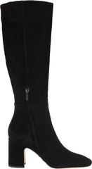 Sam Edelman Faren Black Suede Squared Toe Block Heeled Knee High Fashion Boots