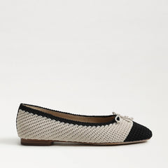 Sam Edelman Madison Modern Ivory/Black Squared Toe Slip On Casual Ballet Flats