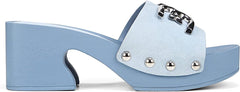 Sam Edelman Francina Pale Blue Platform Slip On Slide Block Heeled Mule Sandals