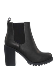 Soda Glove Chelsea Black Chunky Lug Sole Elastic Gore Wide Ankle Fashion Boots