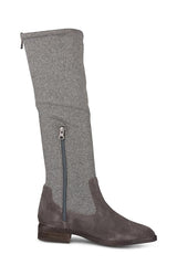 Klub Nico Zuri Knee Grey Flannel Brown Suede Stacked Heel Riding Knee High Boots