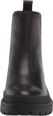 Lucky Brand Ellerey Black Round Toe Block Low Heel Fashion Platform Leather Boot
