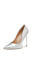 Steve Madden Vala Silver Fashion High Heel Pointed Toe Slip On Stiletto Pumps