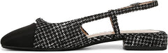 Sam Edelman Kara2 Black Boucle Multi Squared Toe Slingback Flats Sandals Loafers