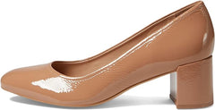 Naturalizer Rebecca Taupe Patent Leather Pointed Toe Block Heeled Slip On Pumps